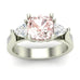 14K White Gold Morganite and Diamond with Meteorite Engagement Ring