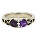 14K White Gold Amethyst and Alexandrite Engagement Ring with Meteorite