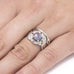 14K White Gold Opal Ring with Diamond and Ruby Halo and Meteorite Inlays