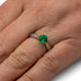 14K White Gold and Emerald Ring with Meteorite Inlay
