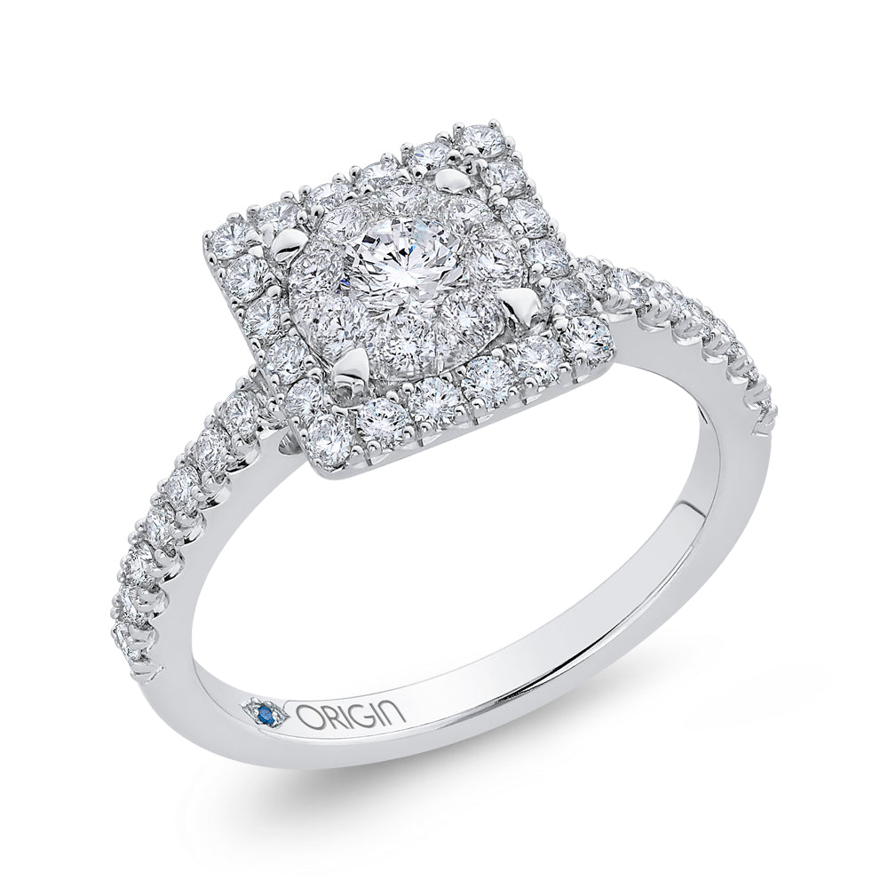 14K White Gold Round Cut Diamond Engagement Ring