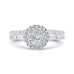 14K White Gold Round & Baguette Diamond Halo Engagement Ring