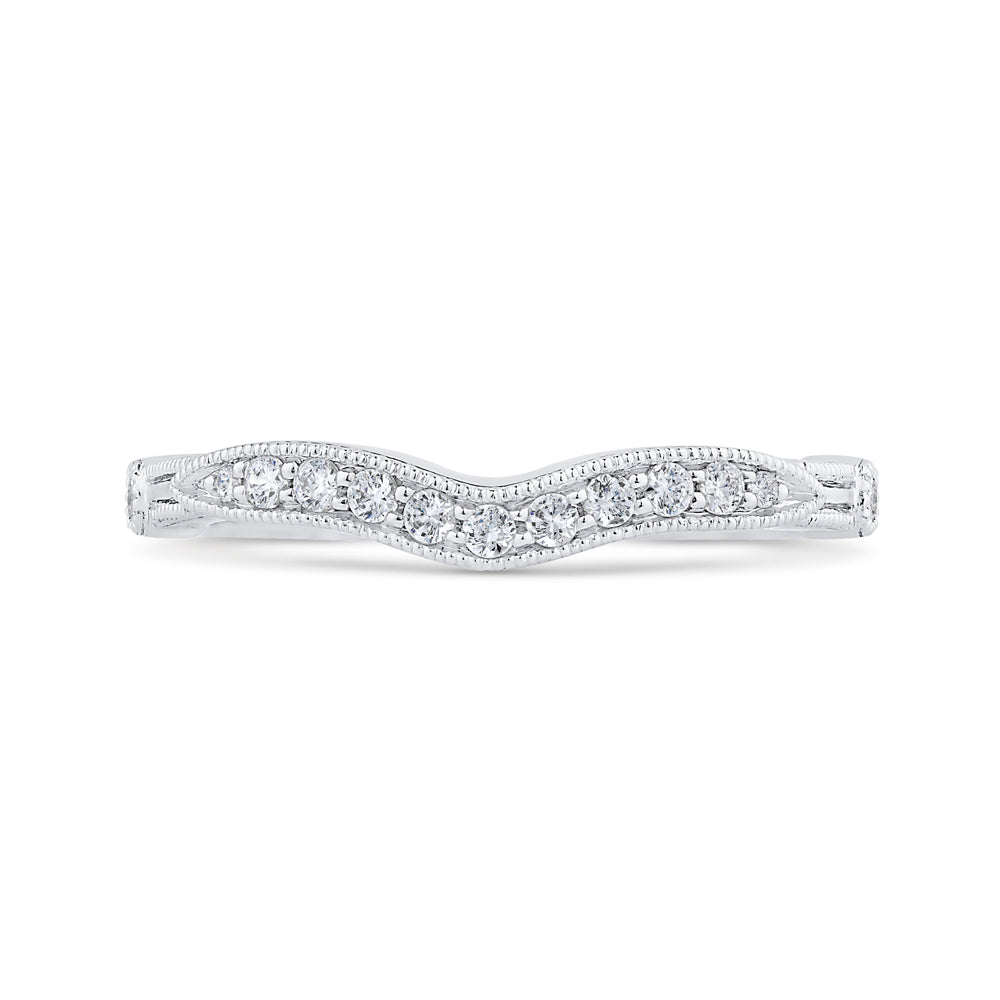 14K White Gold Round Diamond Half-Eternity Contour Wedding Band