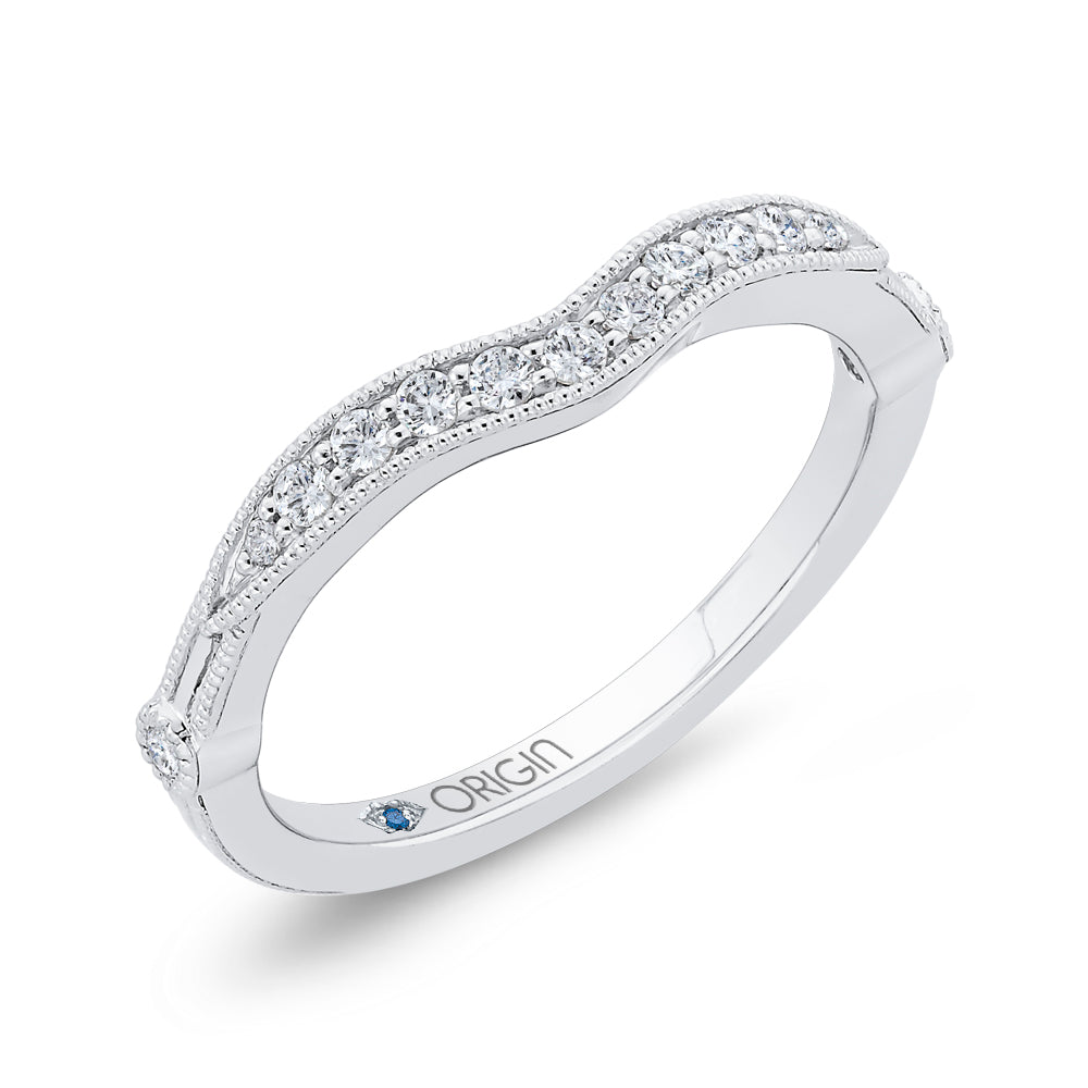14K White Gold Round Diamond Half-Eternity Contour Wedding Band