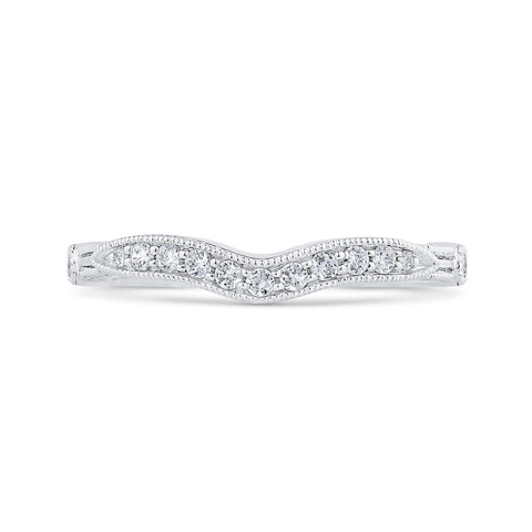 14K White Gold Round Diamond Half-Eternity Contour Wedding Band