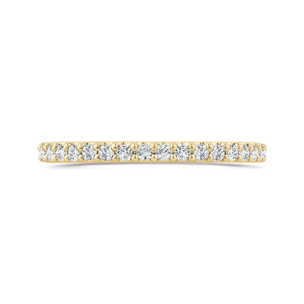 Round Diamond Half-Eternity Wedding Band In 14K Yellow Gold
