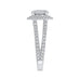 14K White Gold Round Diamond Double Halo Engagement Ring with Blue Sapphire