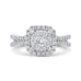 14K White Gold Round Diamond Halo Engagement Ring with Split Shank