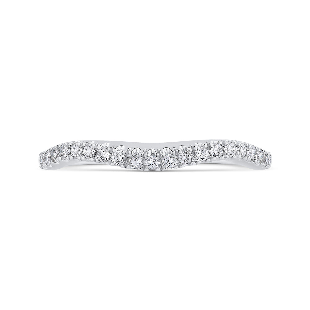 14K White Gold Round Diamond Half-Eternity Contour Wedding Band