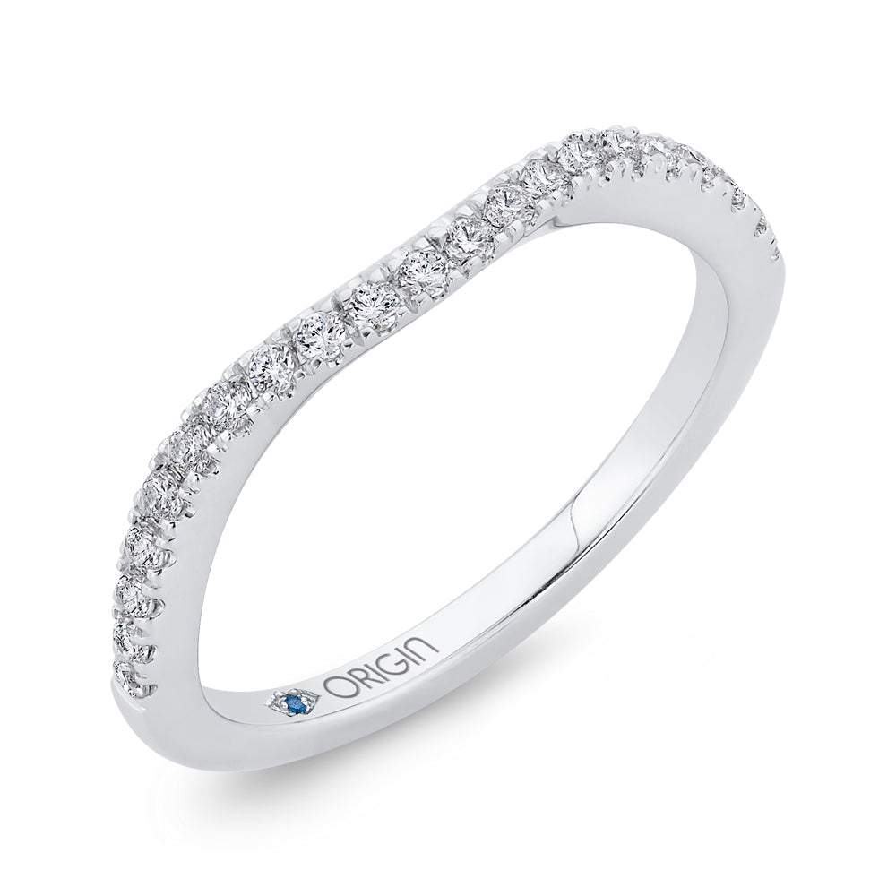 14K White Gold Round Diamond Half-Eternity Contour Wedding Band