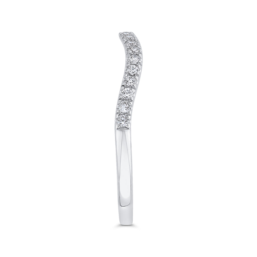 14K White Gold Round Diamond Half-Eternity Contour Wedding Band