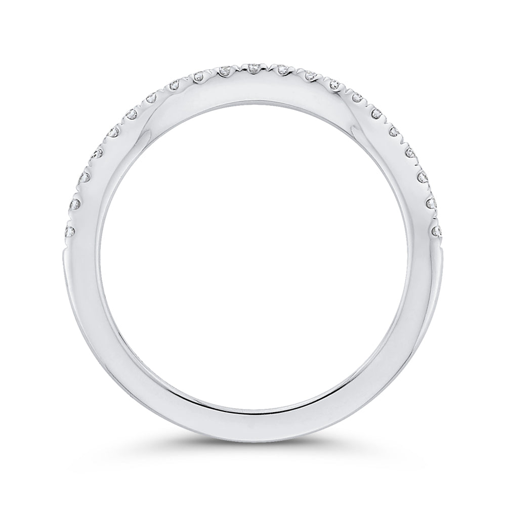 14K White Gold Round Diamond Half-Eternity Contour Wedding Band