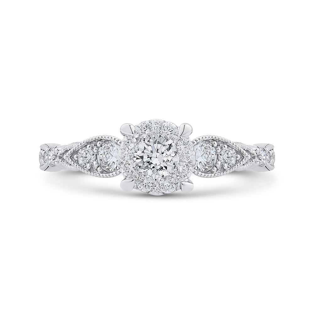 14K White Gold Round Cut Diamond Engagement Ring