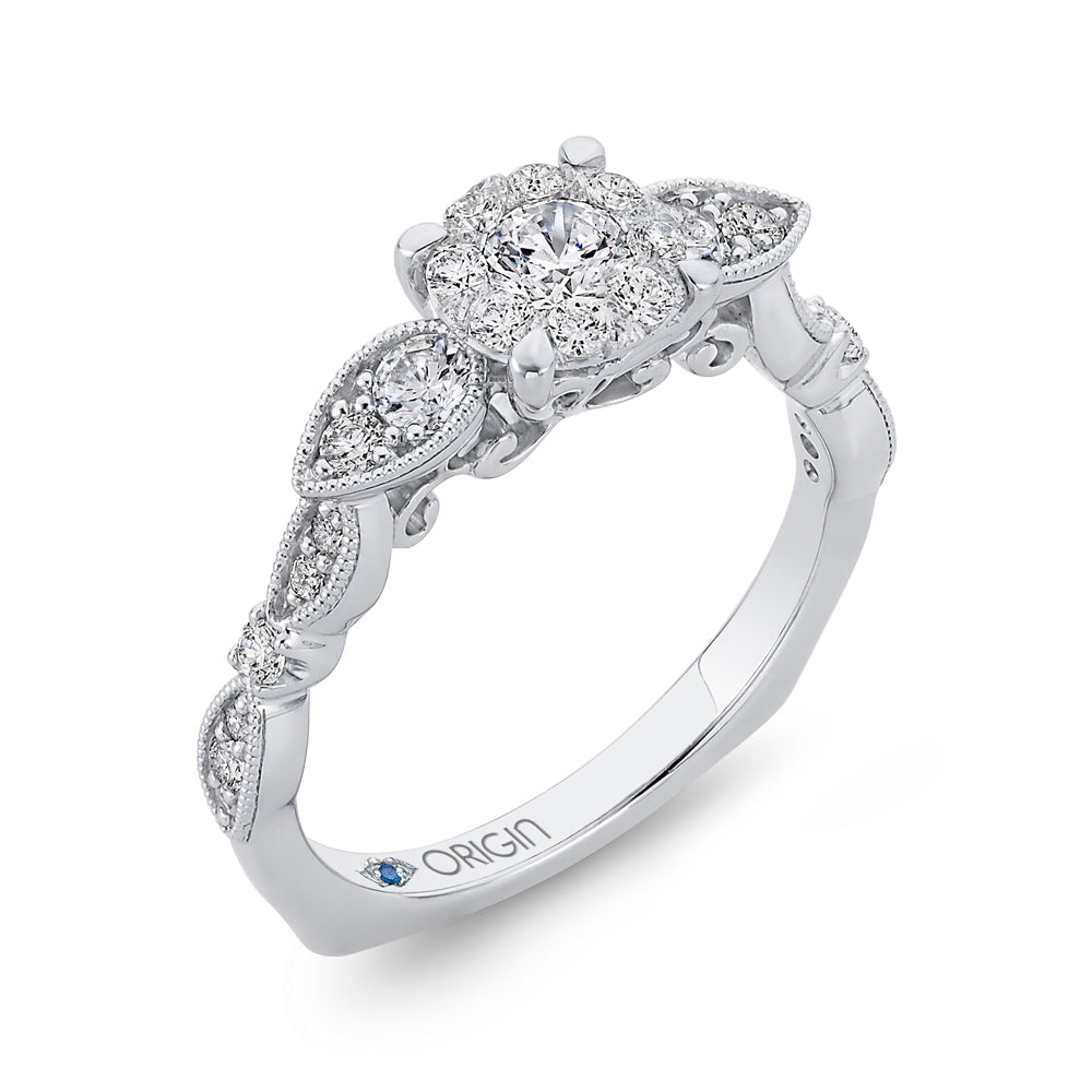 14K White Gold Round Cut Diamond Engagement Ring