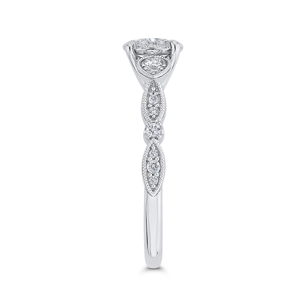 14K White Gold Round Cut Diamond Engagement Ring