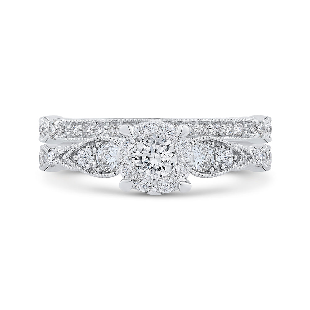 14K White Gold Round Cut Diamond Engagement Ring