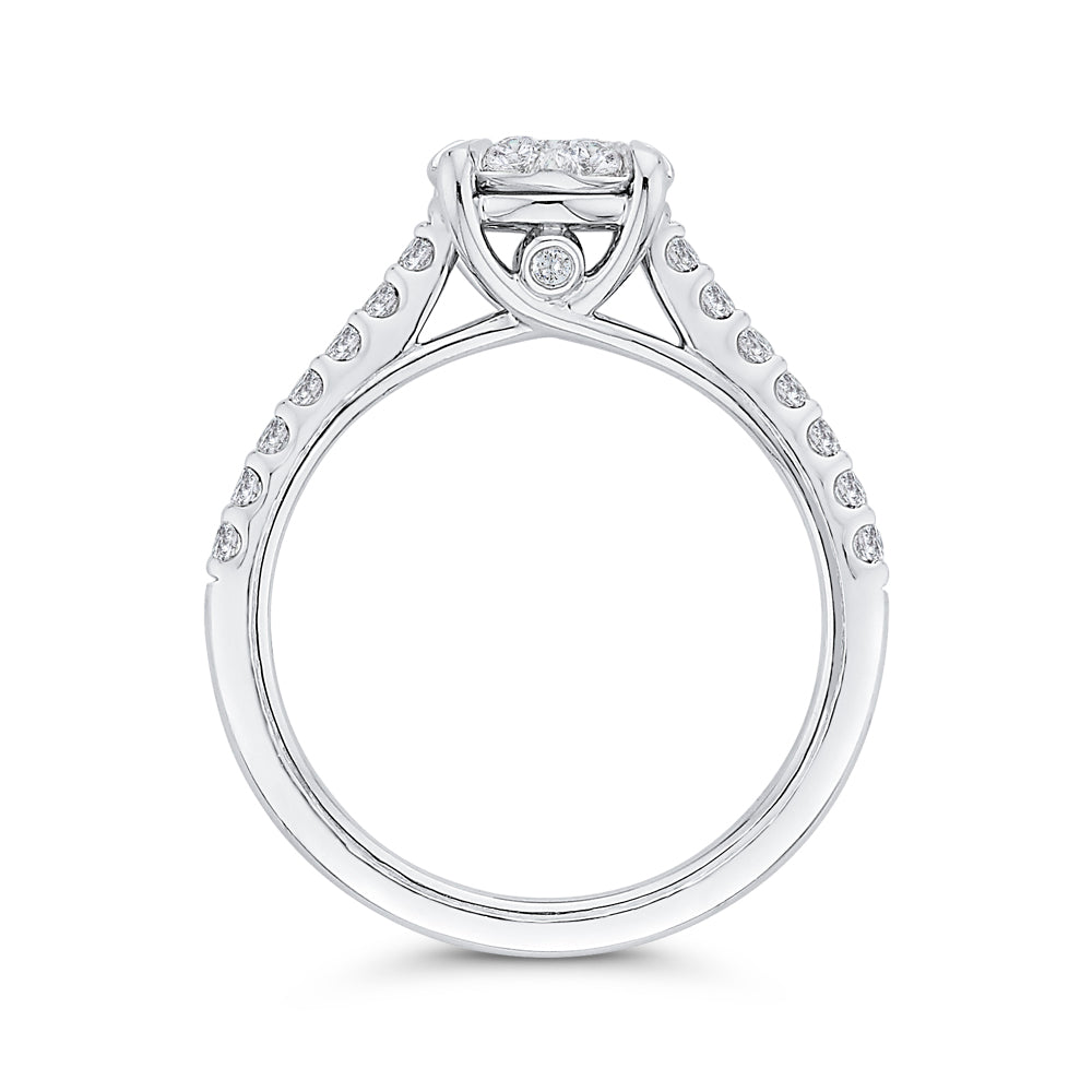 Round Cut Diamond Engagement Ring In 14K White Gold
