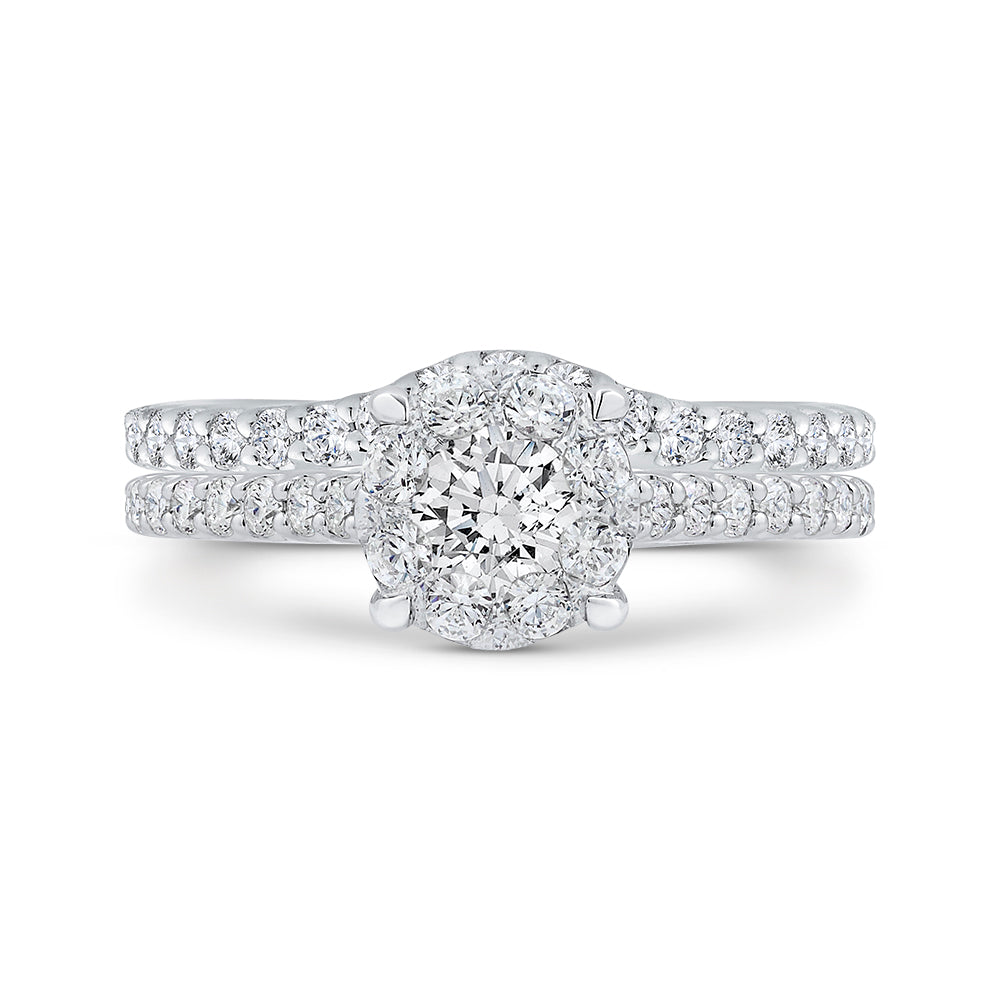 Round Cut Diamond Engagement Ring In 14K White Gold