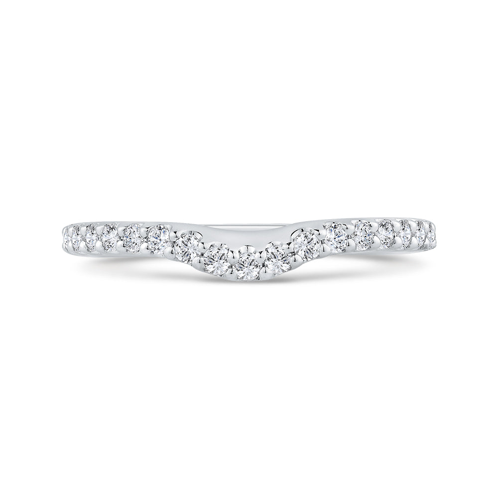 Round Diamond Half-Eternity Contour Wedding Band In 14K White Gold