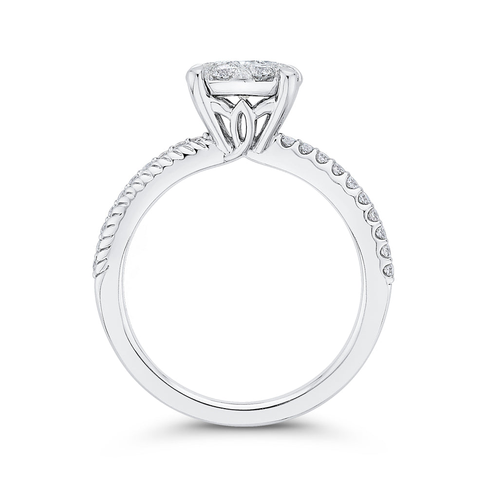 Round Cut Diamond Engagement Ring In 14K White Gold