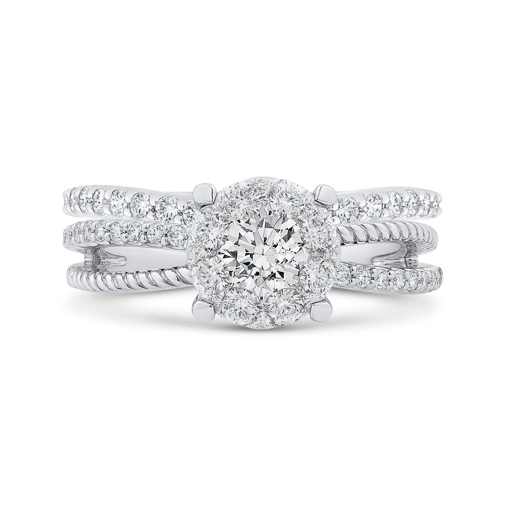 Round Cut Diamond Engagement Ring In 14K White Gold