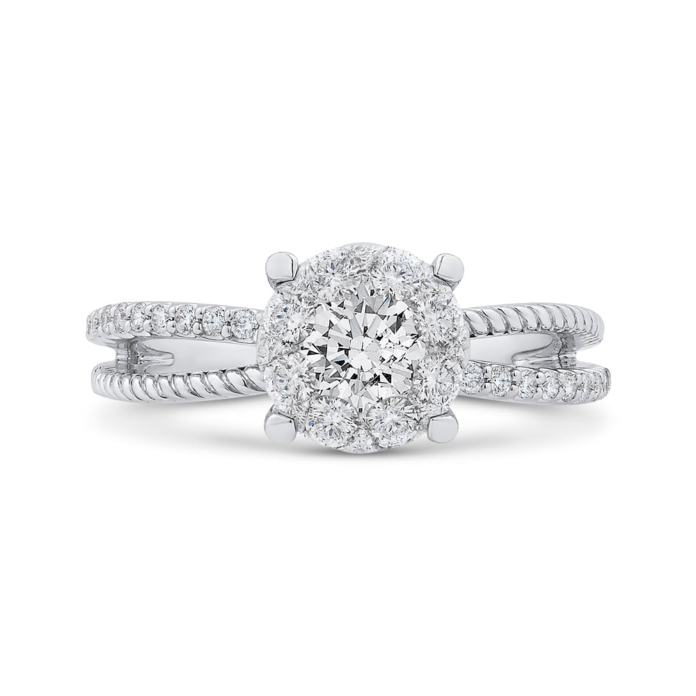 Round Cut Diamond Engagement Ring In 14K White Gold
