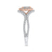 14K Two-Tone Gold Round Diamond Halo Engagement Ring with Split Shank