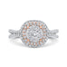 14K Two-Tone Gold Round Diamond Halo Engagement Ring with Split Shank
