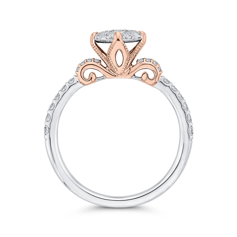 14K Two-Tone Gold Round Diamond Engagement Ring