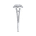 14K White Gold Round Diamond Halo Engagement Ring with Split Shank