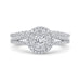 14K White Gold Round Diamond Halo Engagement Ring with Split Shank