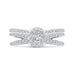 14K White Gold Round Diamond Crossover Criss-Cross Engagement Ring