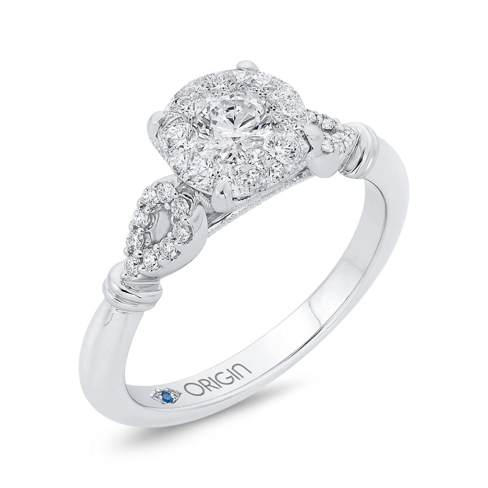 14K White Gold Round Diamond Engagement Ring