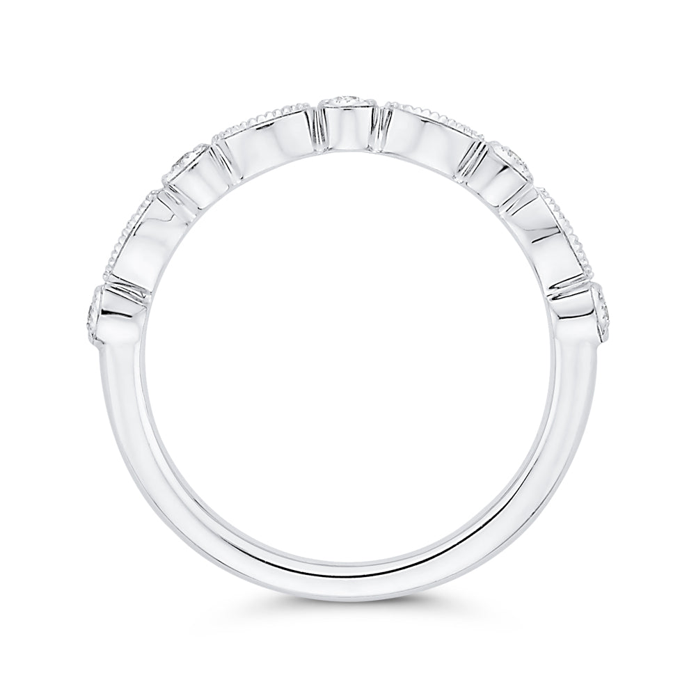 Round Diamond Half-Eternity Wedding Band In 14K White Gold