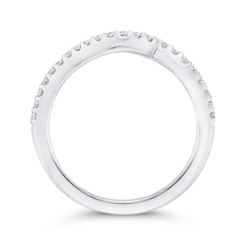14K White Gold Round Diamond Half-Eternity Wedding Band