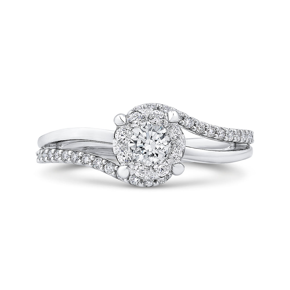14K White Gold Round Diamond Promise Engagement Ring