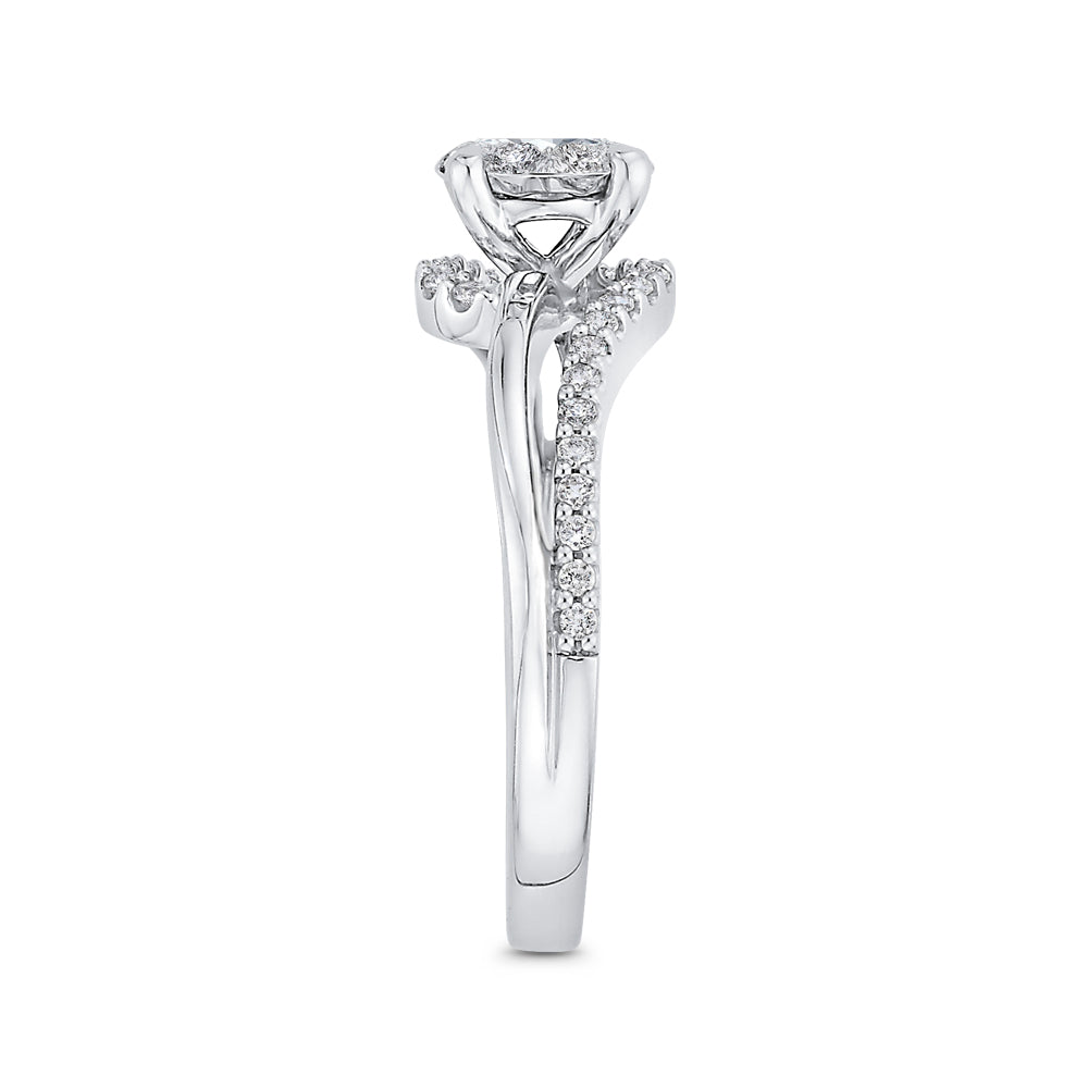 14K White Gold Round Diamond Promise Engagement Ring