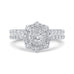 Round Cut Diamond Flower Halo Engagement Ring In 14K White Gold