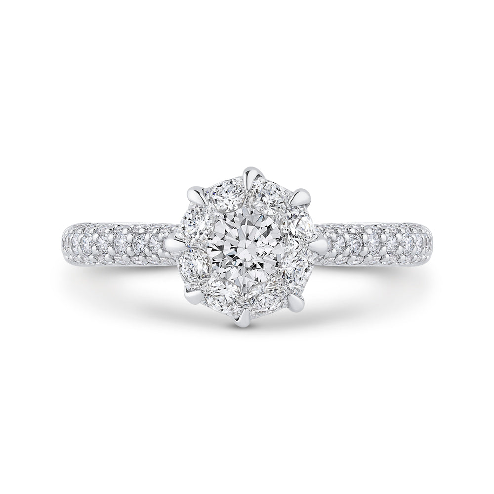 Round Cut Diamond Engagement Ring In 14K White Gold