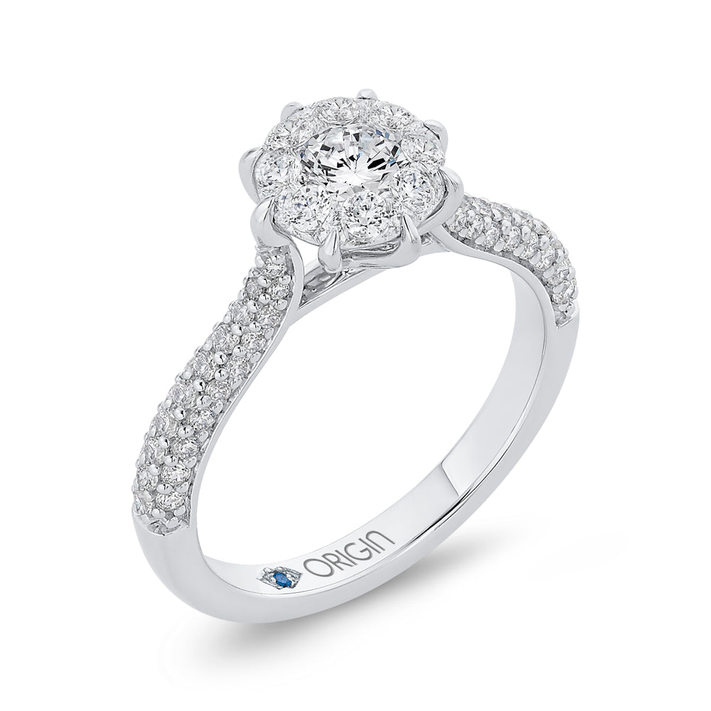 Round Cut Diamond Engagement Ring In 14K White Gold