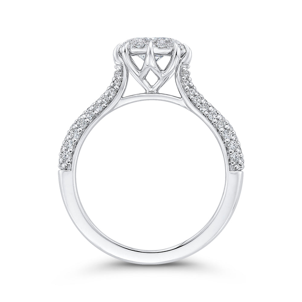 Round Cut Diamond Engagement Ring In 14K White Gold
