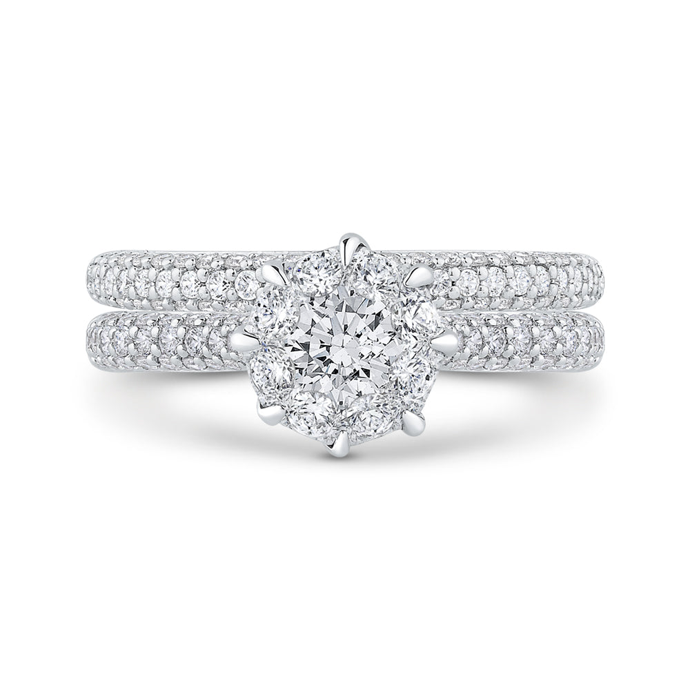 Round Cut Diamond Engagement Ring In 14K White Gold