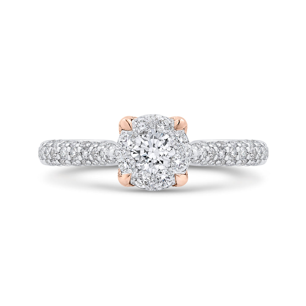 Round Diamond Engagement Ring In 14K Two-Tone Gold