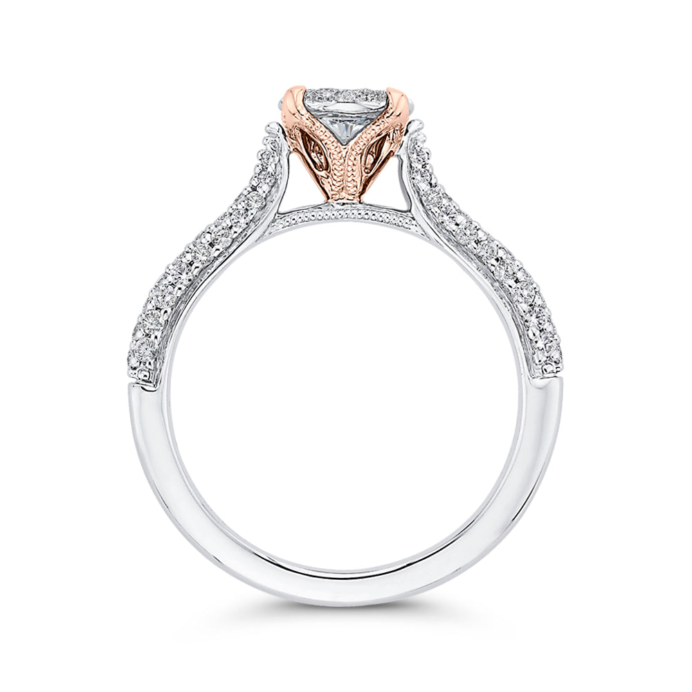 Round Diamond Engagement Ring In 14K Two-Tone Gold