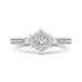 Round & Baguette Diamond Engagement Ring In 14K White Gold