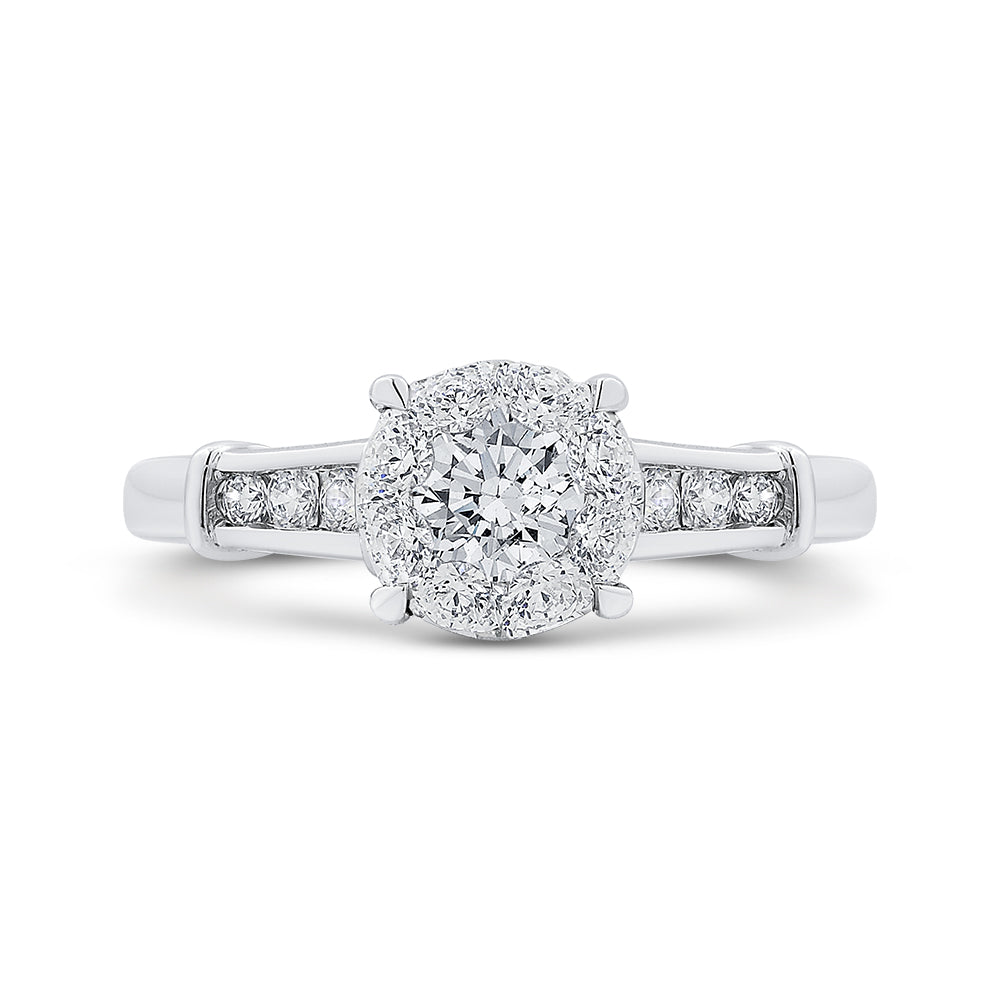 14K White Gold Round Diamond Engagement Ring