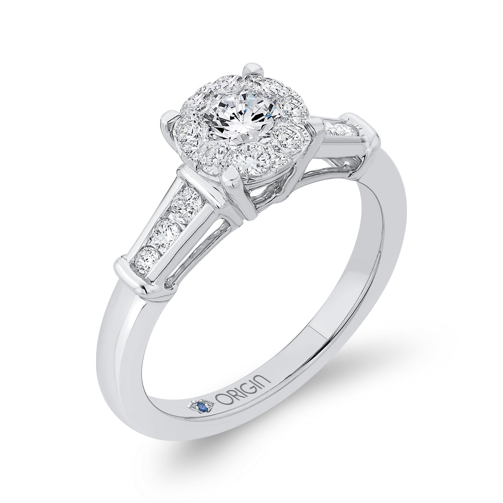 14K White Gold Round Diamond Engagement Ring
