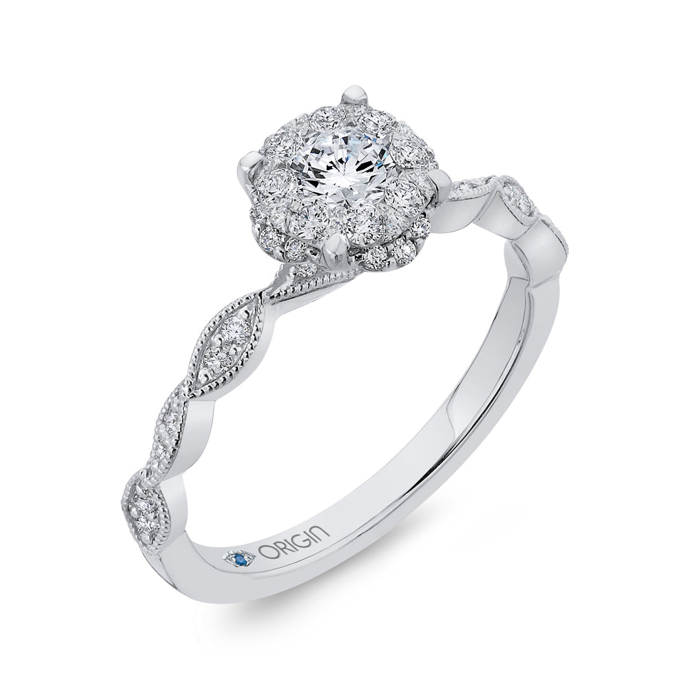 14K White Gold Round Diamond Engagement Ring