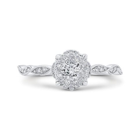 14K White Gold Round Diamond Engagement Ring