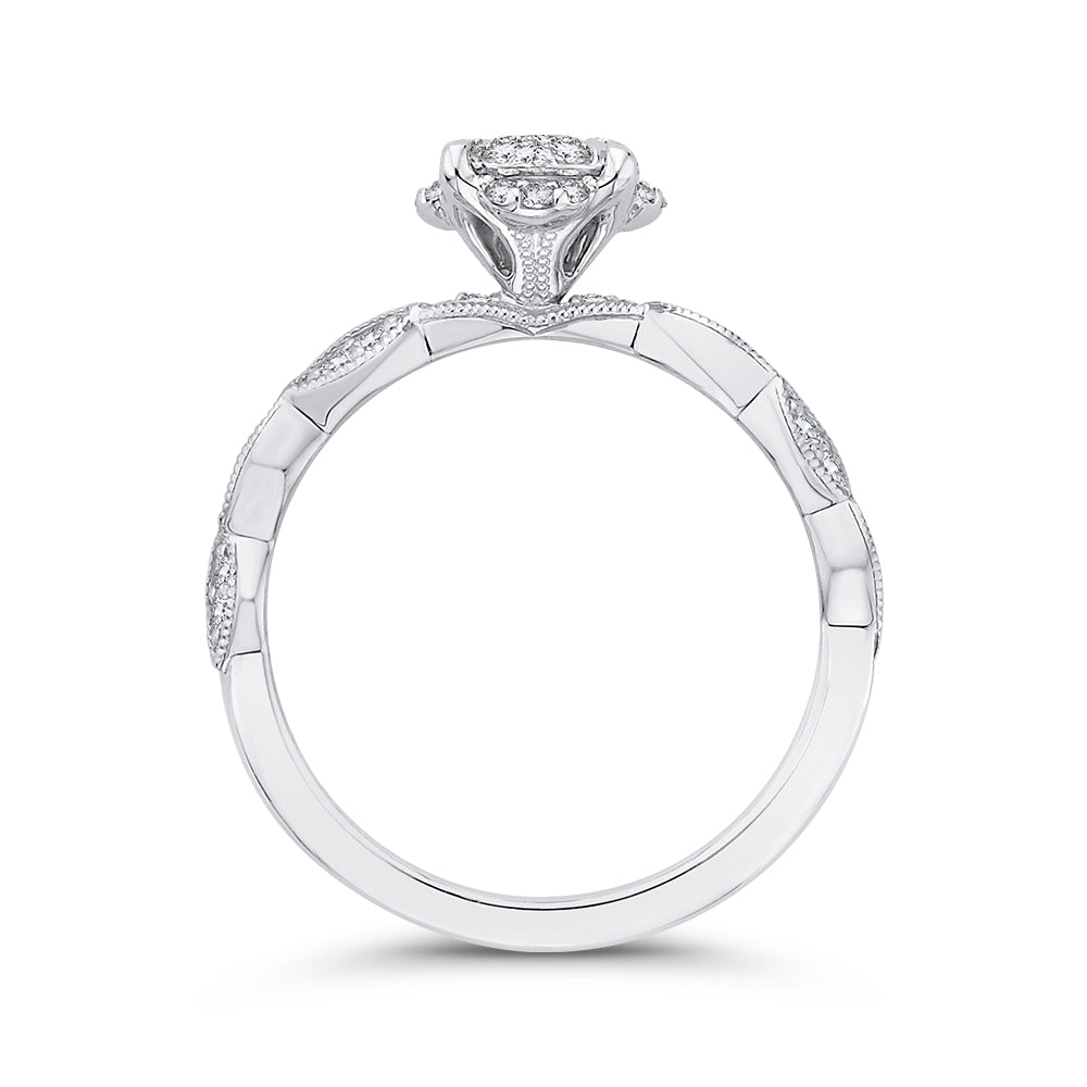 14K White Gold Round Diamond Engagement Ring